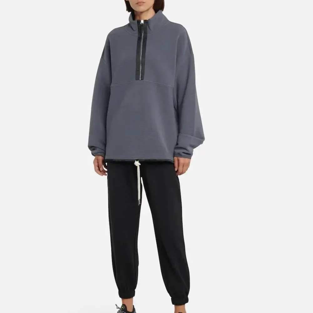 VARLEY Harding Ribbed Jersey Oversized Half Zip Sweatshirt Womens XL Blue Gray